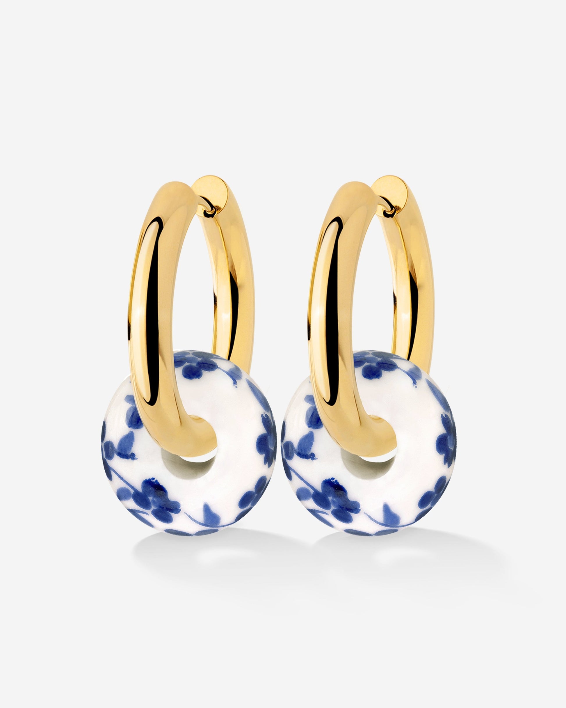 Chunky Flower Tile Hoop Set Medium Oro