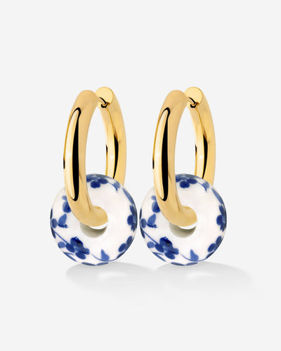 Chunky Flower Tile Hoop Set Medium Oro