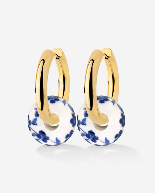Chunky Flower Tile Hoop Set Medium Oro