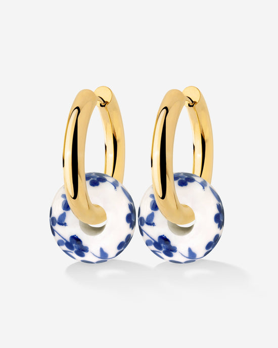 Chunky Flower Tile Hoop Set Medium Oro