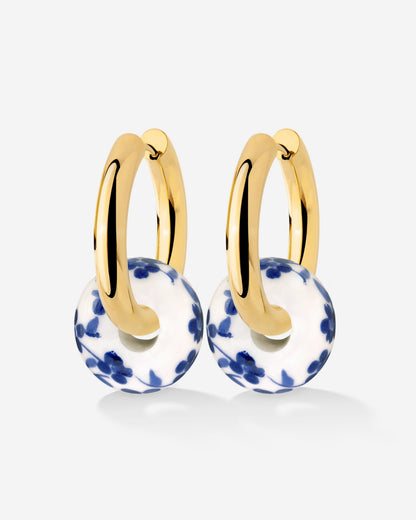 Chunky Flower Tile Hoop Set Medium Oro