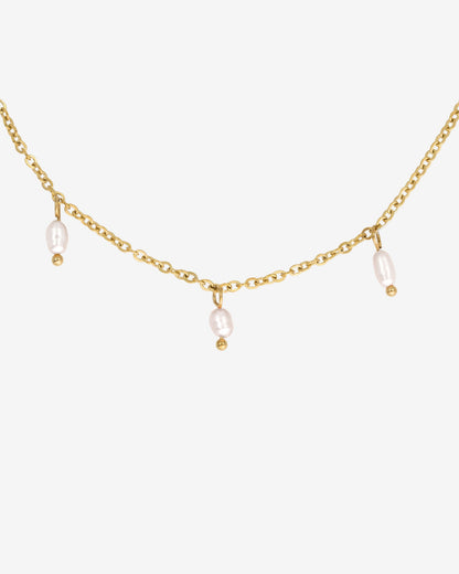 Perla Blanco Choker Oro