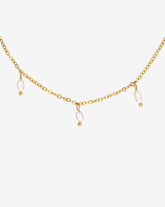 Perla Blanco Choker Oro