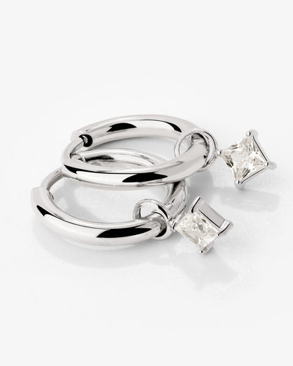 North Star Hoop Set Small Argento