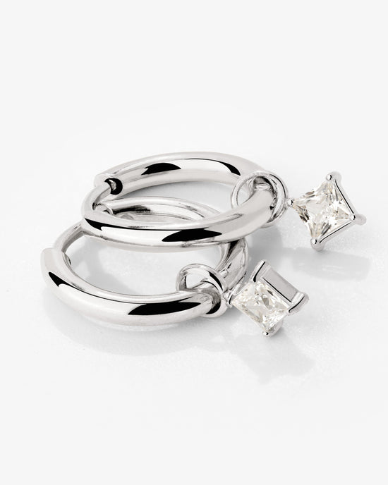 North Star Hoop Set Small Argento