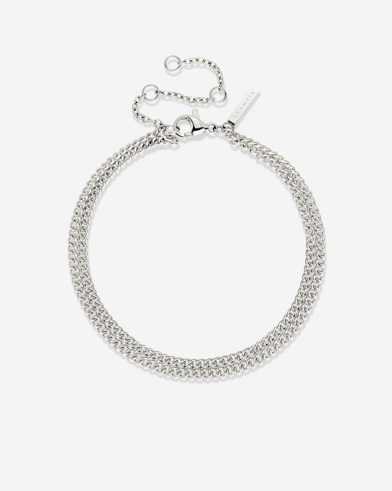 Curb Chain Double Bracciale Argento