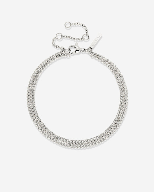 Curb Chain Double Bracciale Argento