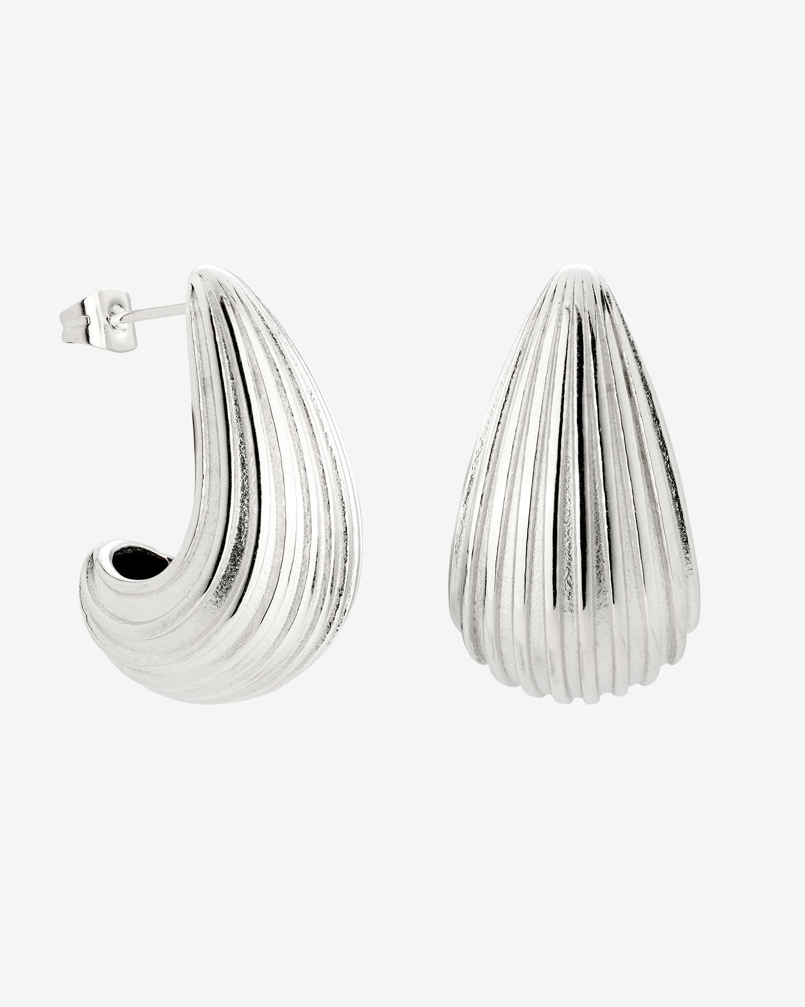 Textured Droplet Orecchini Large Argento