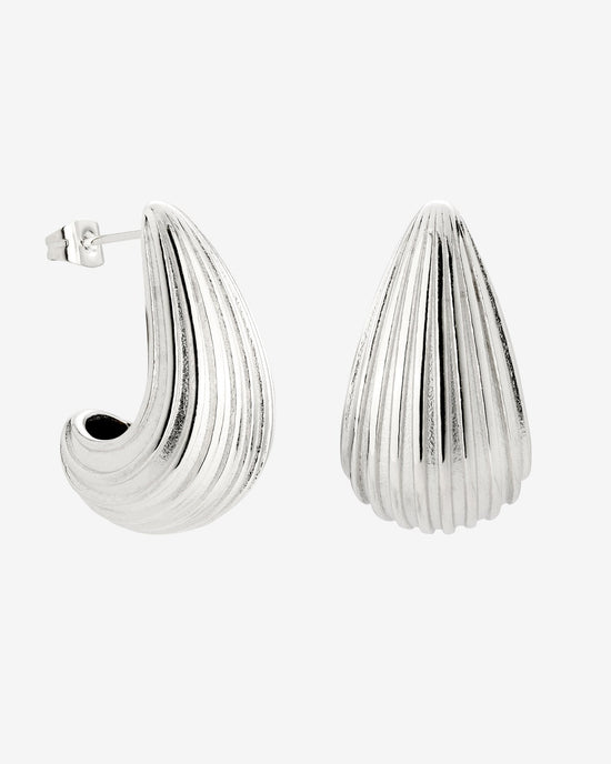 Textured Droplet Orecchini Large Argento