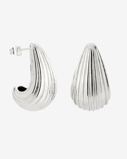 Textured Droplet Orecchini Large Argento