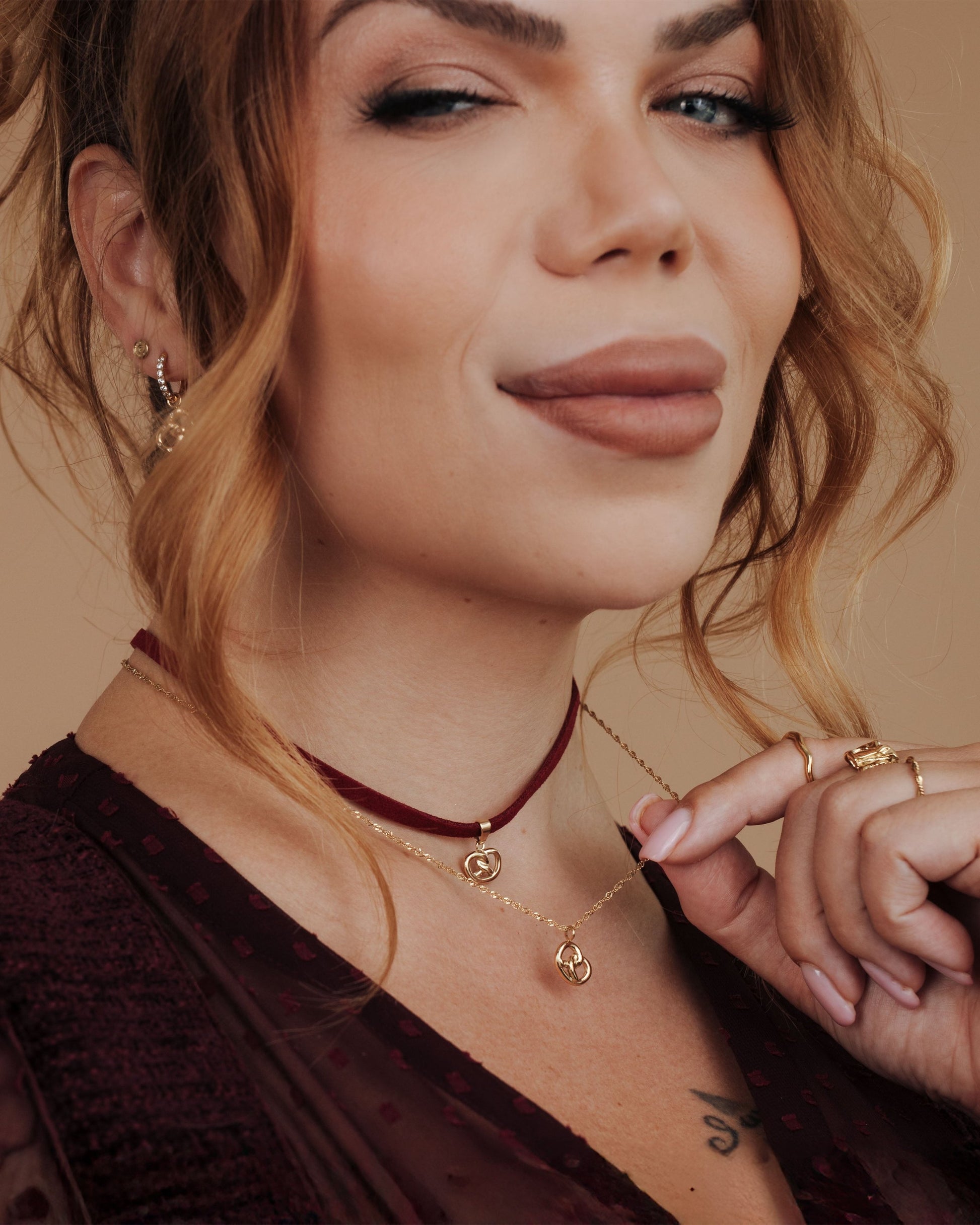 Bedazzle my Pretzel Collana Oro Rosa