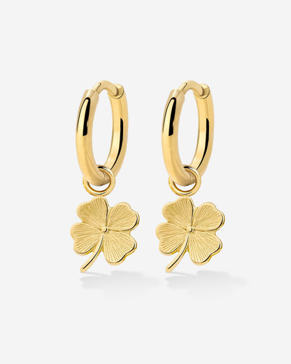 Lucky Clover Hoop Set Small Oro