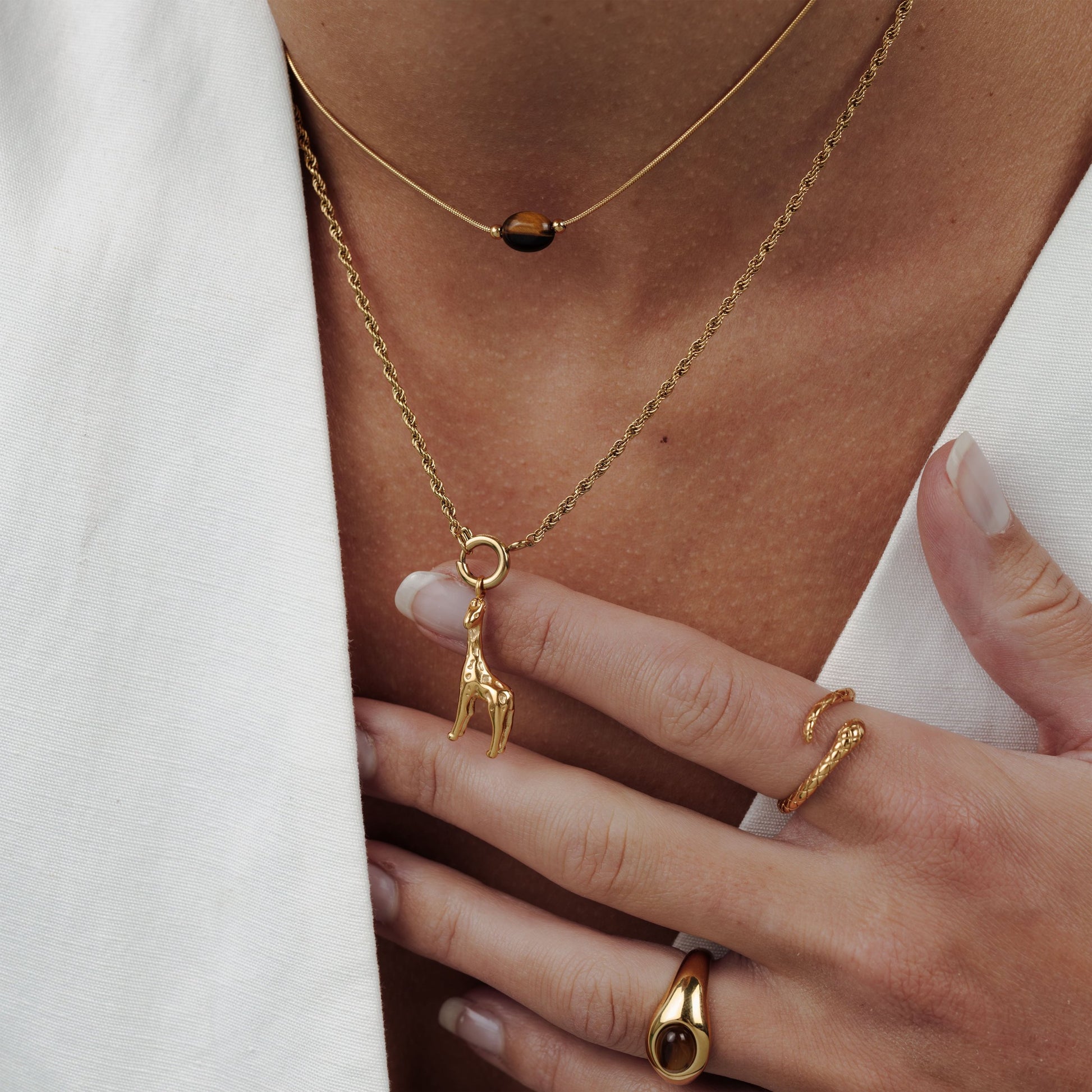 Giraffe Rope Chain Collana Set Oro