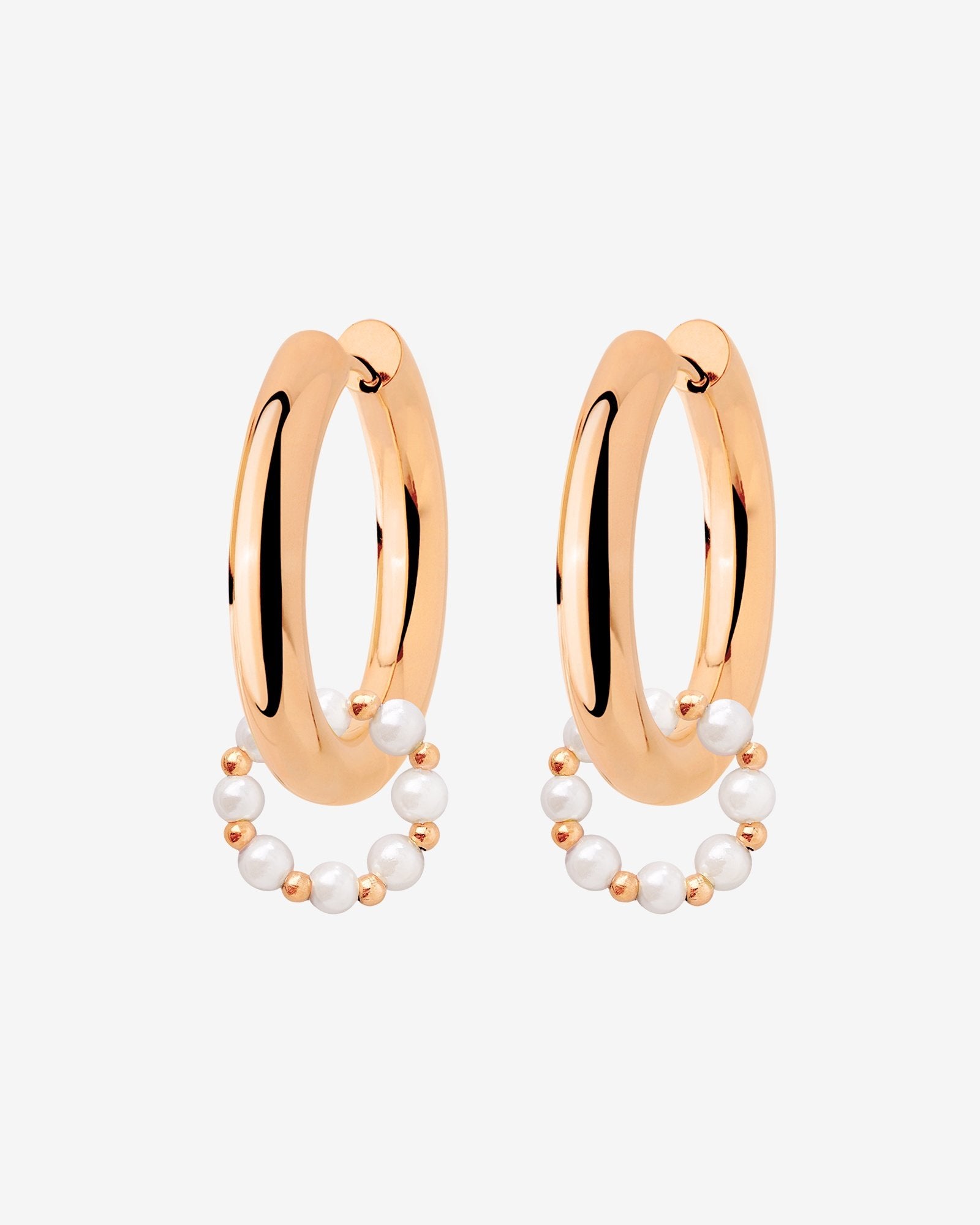 Chunky Pearl 'n' Beads Hoop Set Medium Oro Rosa