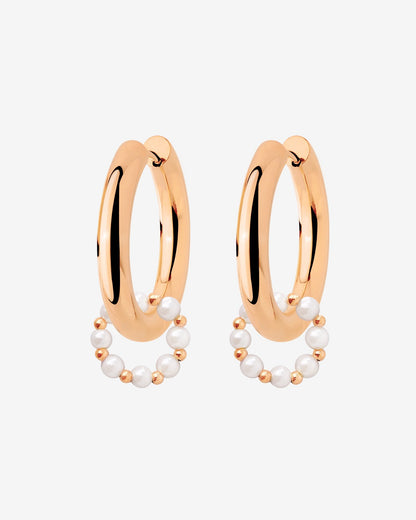 Chunky Pearl 'n' Beads Hoop Set Medium Oro Rosa