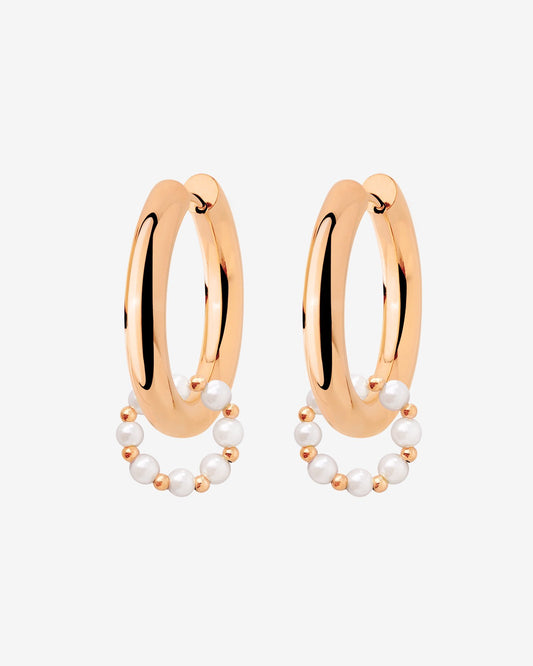 Chunky Pearl 'n' Beads Hoop Set Medium Oro Rosa