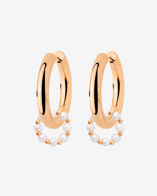 Chunky Pearl 'n' Beads Hoop Set Medium Oro Rosa