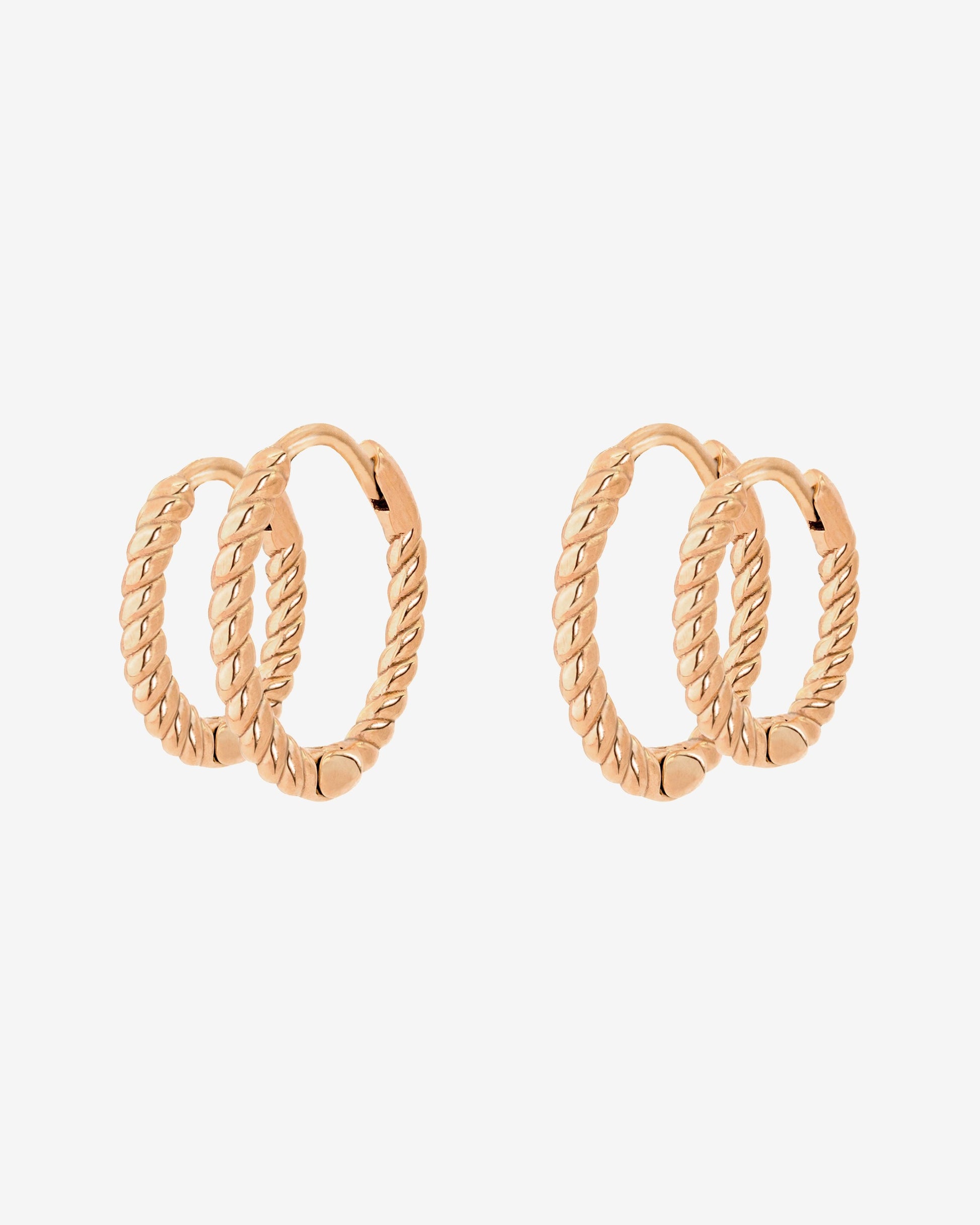 Twisted Hoop Set Small Oro Rosa