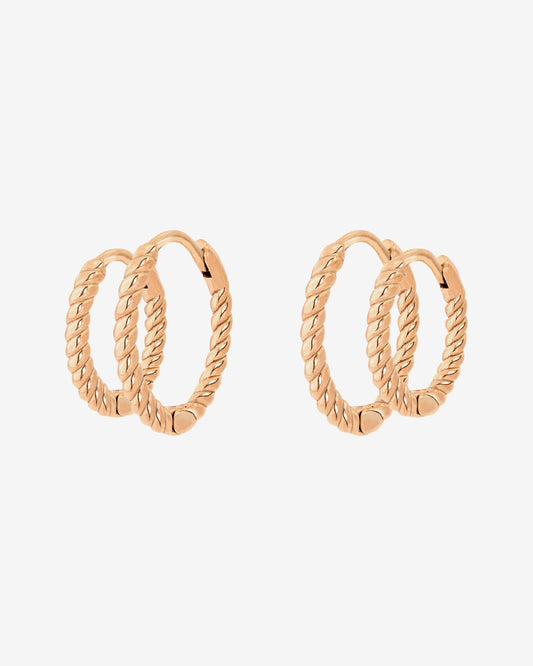 Twisted Hoop Set Small Oro Rosa