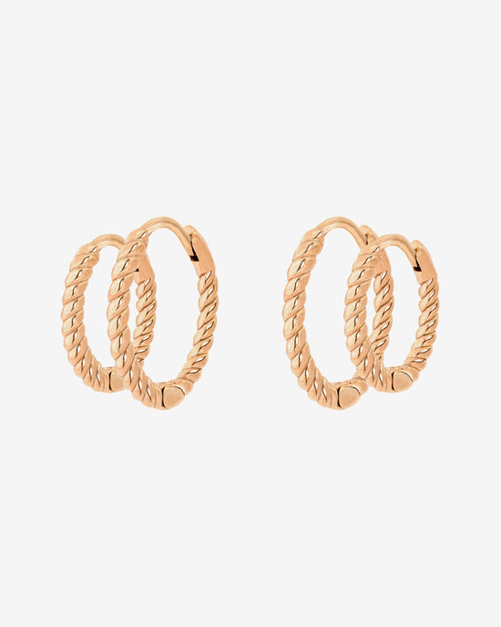 Twisted Hoop Set Small Oro Rosa