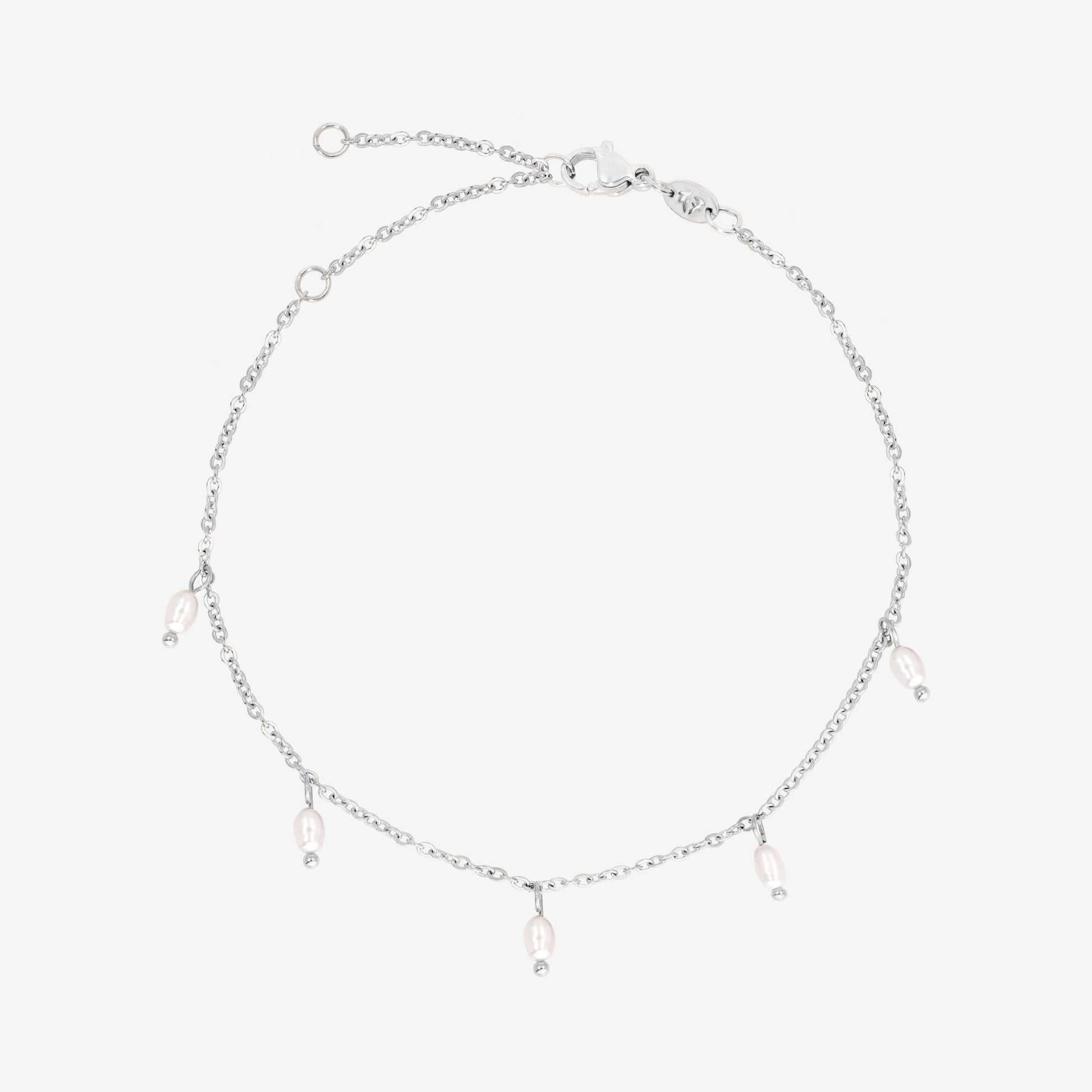 Perla Blanco Cavigliera Argento