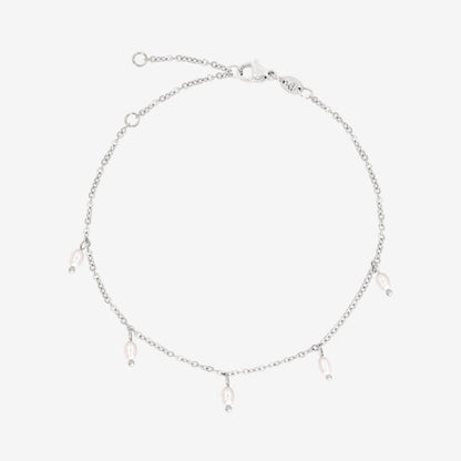 Perla Blanco Cavigliera Argento