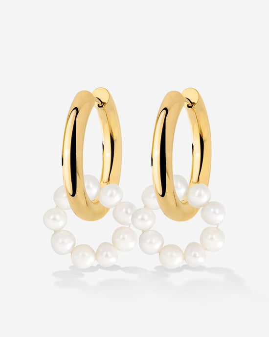 Pearly Donut Hoop Set Oro