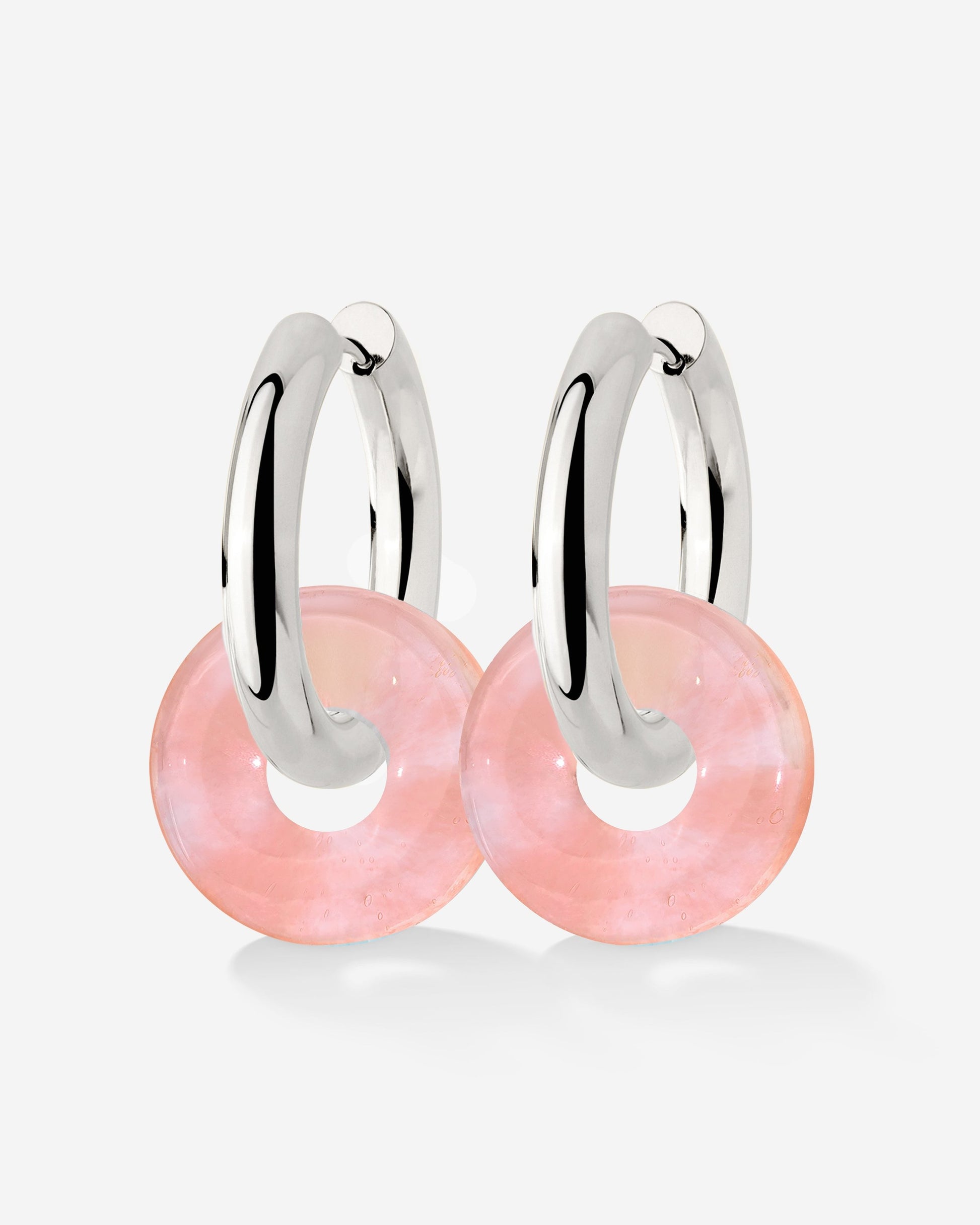 Chunky Peachy Donut Hoop Set Medium Argento