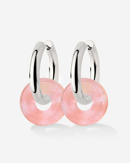Chunky Peachy Donut Hoop Set Medium Argento
