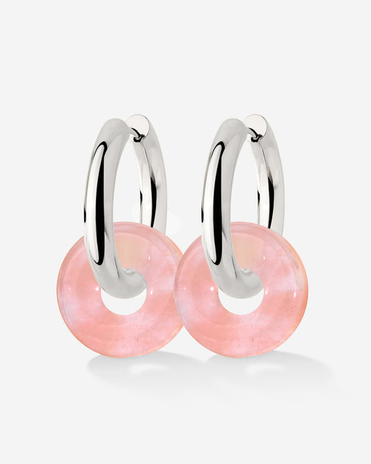 Chunky Peachy Donut Hoop Set Medium Argento