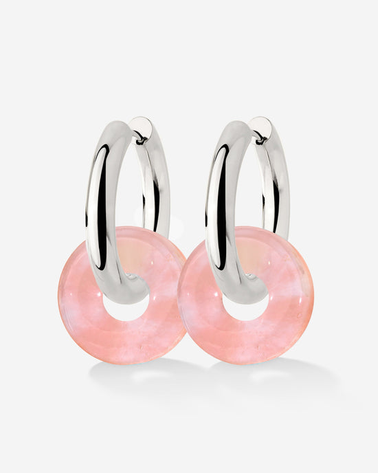 Chunky Peachy Donut Hoop Set Medium Argento