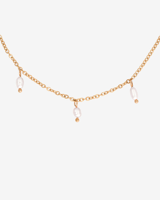 Perla Blanco Choker Oro Rosa
