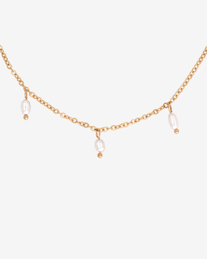 Perla Blanco Choker Oro Rosa