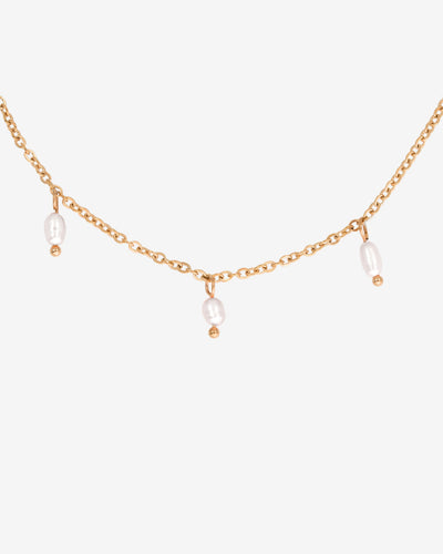 Perla Blanco Choker Oro Rosa