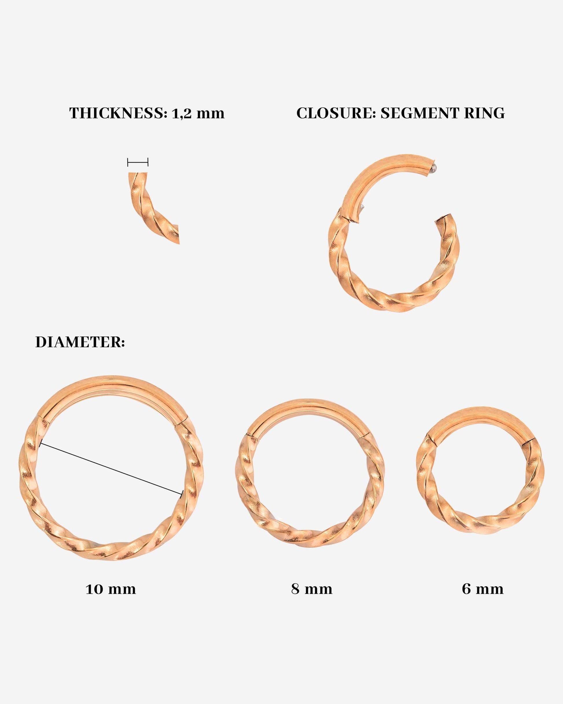 Twisted Click Piercing Oro Rosa