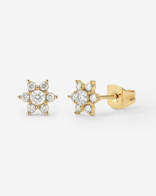 Orecchini a perno con petali bianchi scintillanti Oro