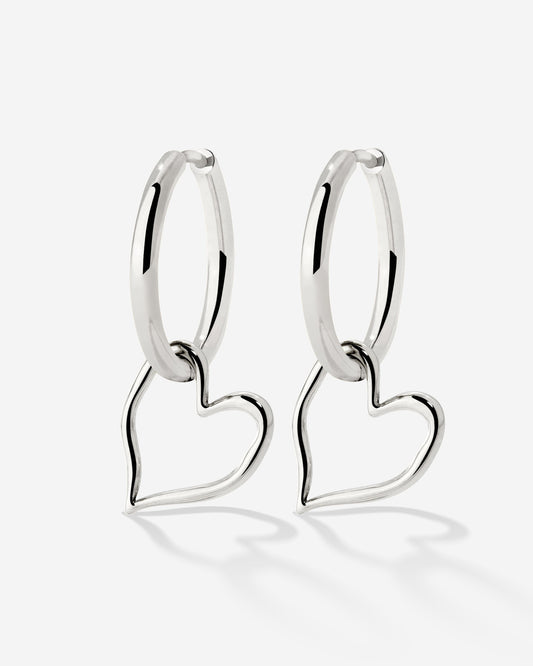 Melting Heart Hoop Set Medium Argento