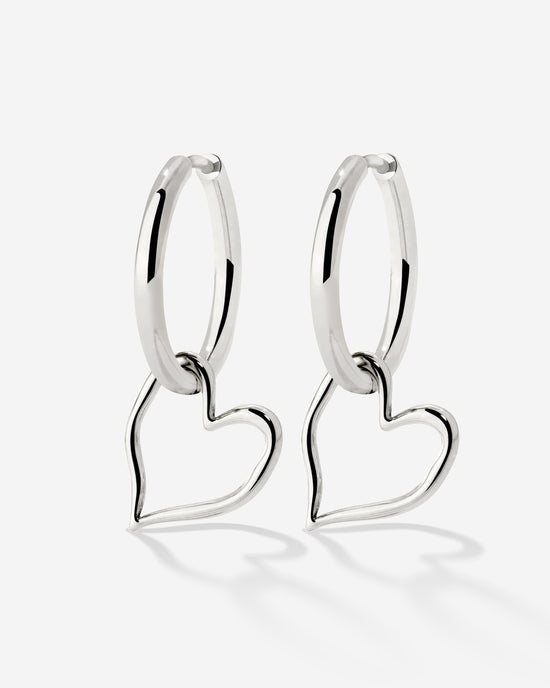Melting Heart Hoop Set Medium Argento