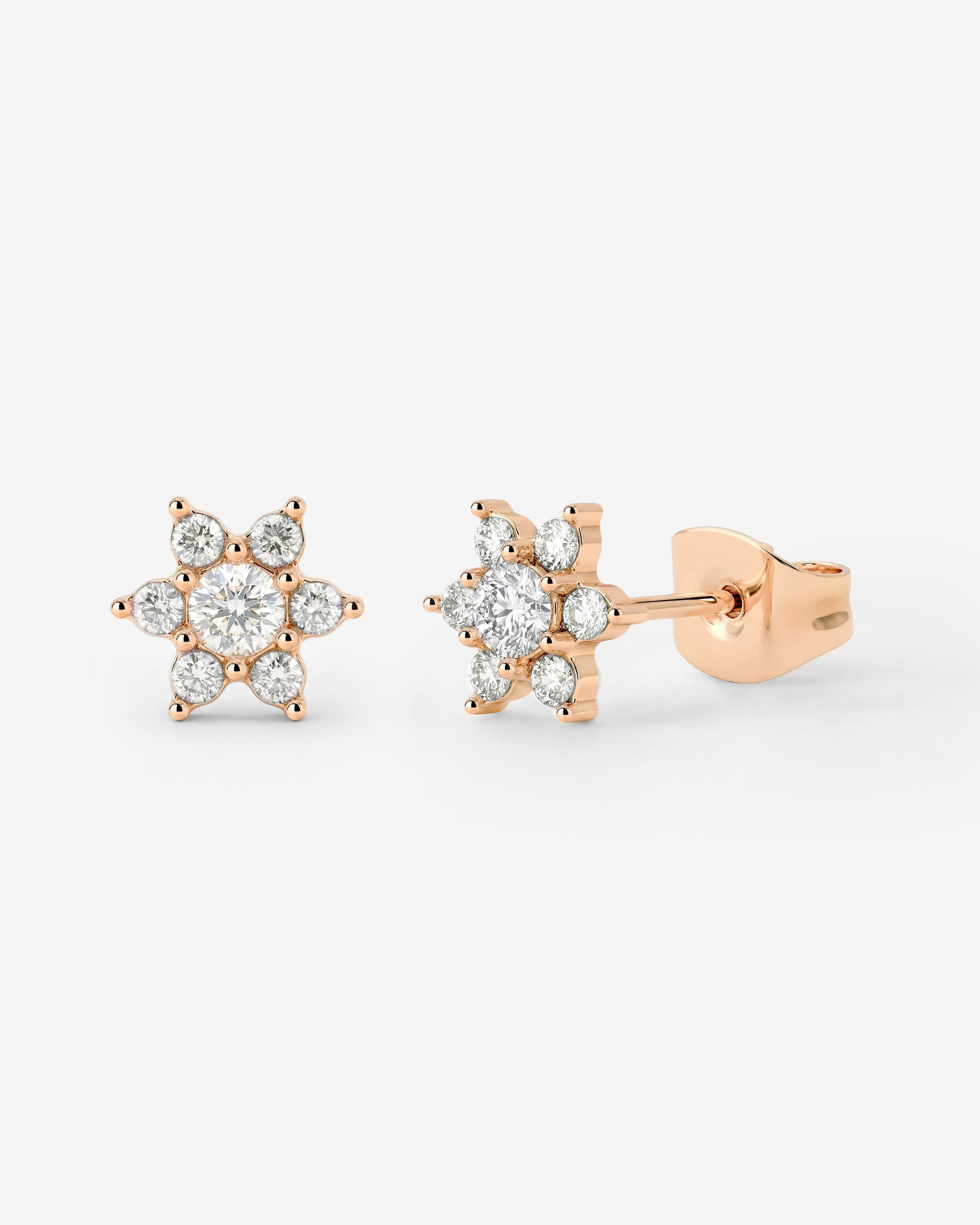 Orecchini a perno con petali bianchi scintillanti Oro Rosa