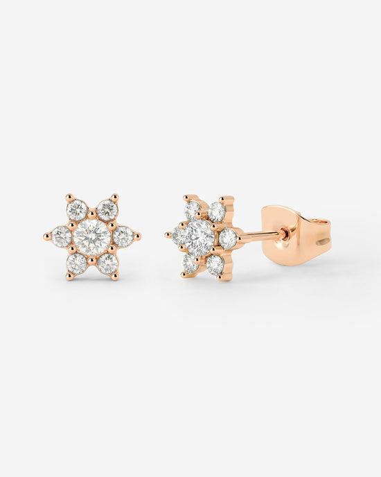Orecchini a perno con petali bianchi scintillanti Oro Rosa