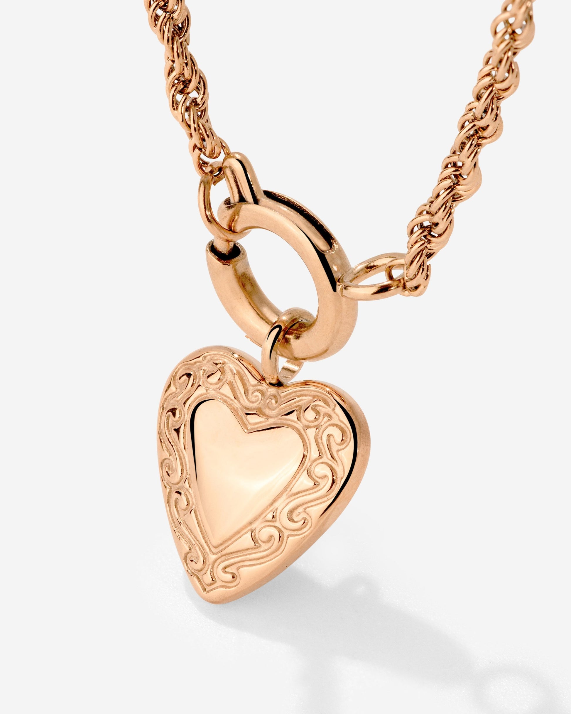 Vintage Heart Rope Chain Collana Set Oro Rosa