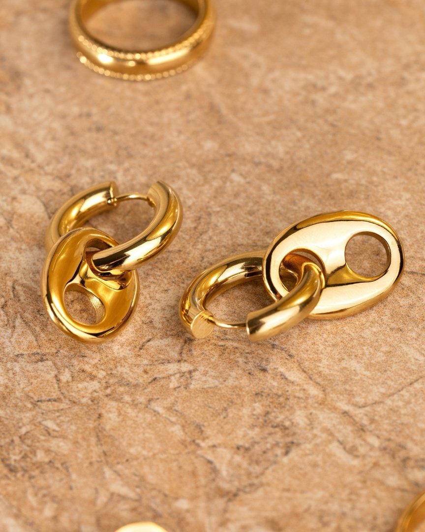 Chunky Gem Find Hoop Set Medium Oro