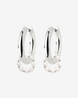 Chunky Pearl 'n' Beads Hoop Set Medium Argento