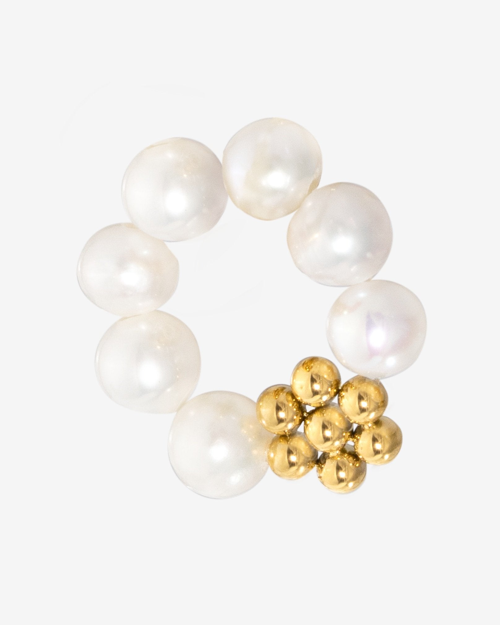 Chunky Flora Pearl Hoop Set Medium Oro