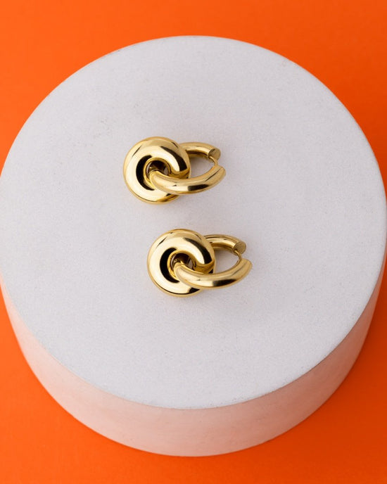 Chunky Sleek Donut Hoop Set Medium Argento