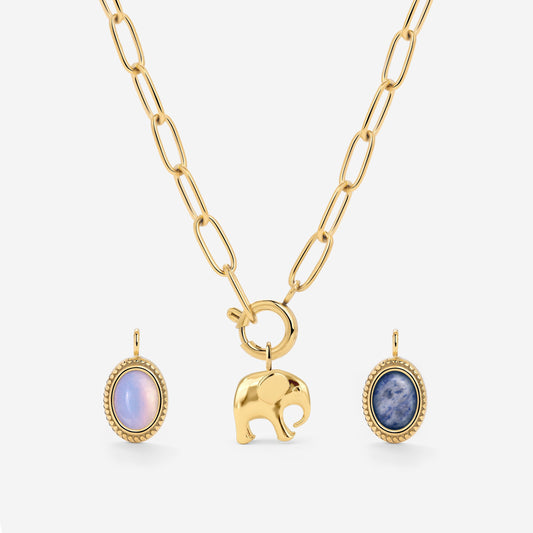 Oval Links Charm Collana Set
