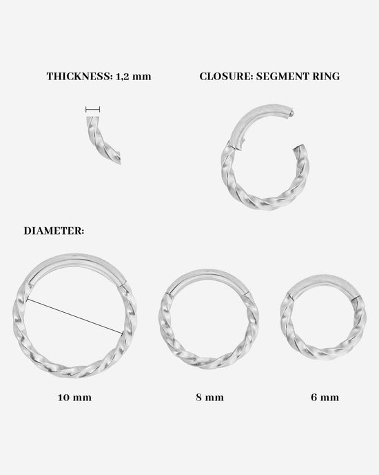 Twisted Click Piercing Argento