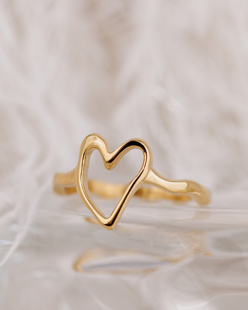 Flowy Heart Anello Argento