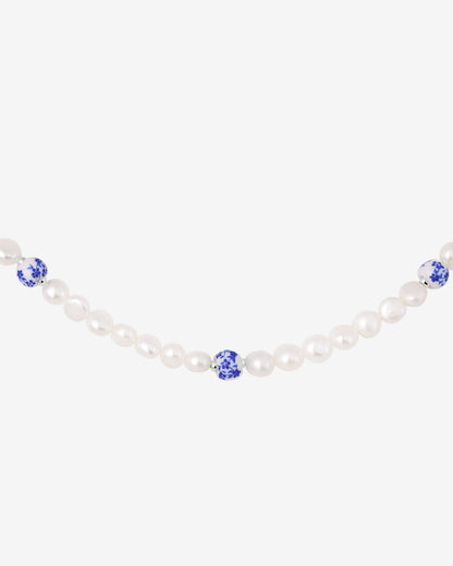 Flower Tile Pearl Collana Argento