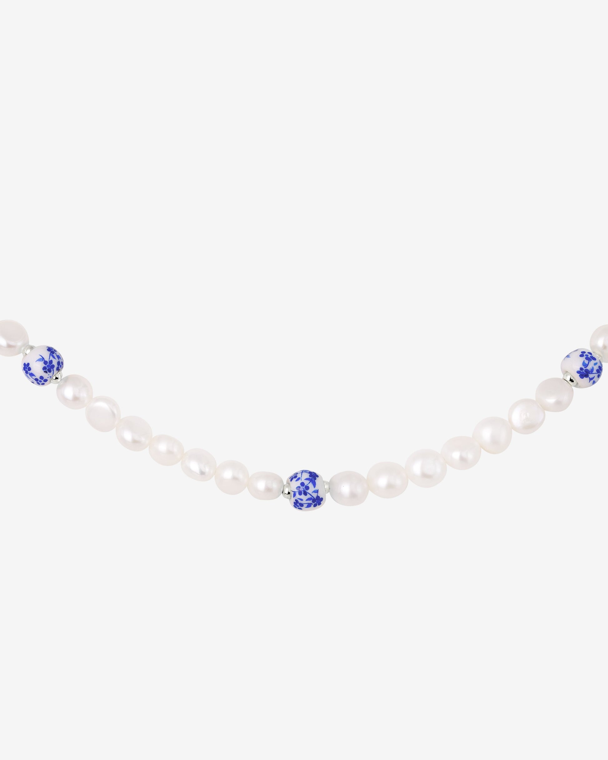 Flower Tile Pearl Collana Argento